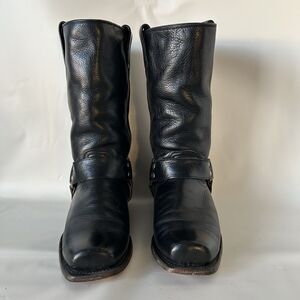 Forastero Men's Black Leather Harness Biker Boots Square Toe Size 7.5